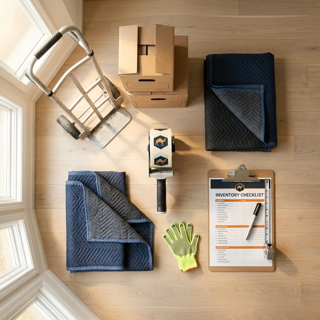 Professional moving supplies and packing materials layout for Massena residential relocations